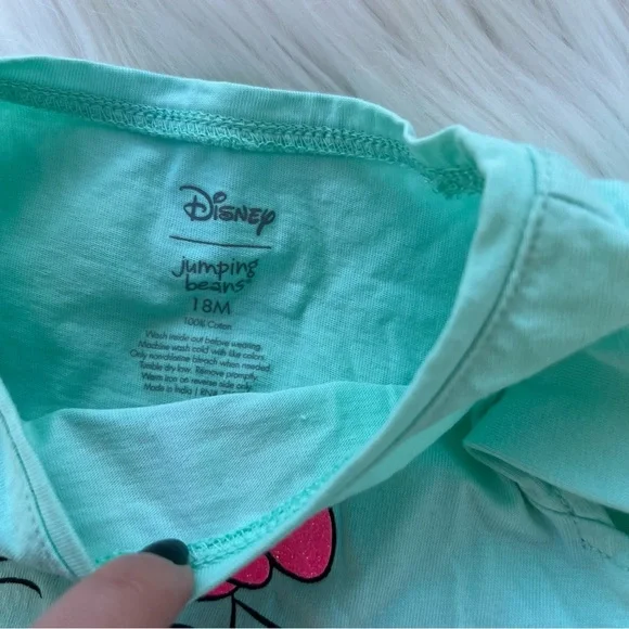Disney Jumping Beans Bright Green and Pink Dumbo Ruffle Sleeve Top - Picture 3 of 4